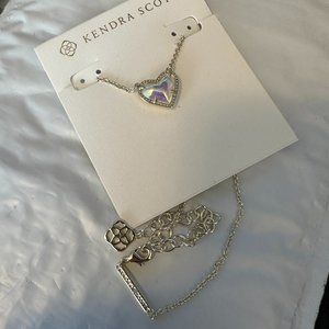 Like New Ari Heart Necklace Dichroic Glass